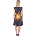 Beautiful Orange Star Lily Fractal Flower at Night Capsleeve Midi Dress View2