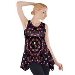 Floral Skulls In The Darkest Environment Side Drop Tank Tunic by pepitasart