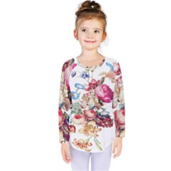 Fleur Vintage Floral Painting Kids  Long Sleeve Tee