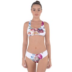 Fleur Vintage Floral Painting Criss Cross Bikini Set by Celenk