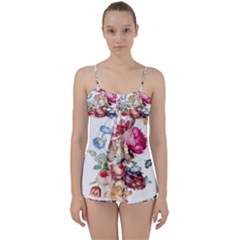 Fleur Vintage Floral Painting Babydoll Tankini Set by Celenk