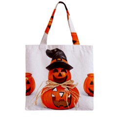 Funny Halloween Pumpkins Zipper Grocery Tote Bag by gothicandhalloweenstore