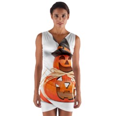 Funny Halloween Pumpkins Wrap Front Bodycon Dress