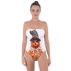 Funny Halloween Pumpkins Tie Back One Piece Swimsuit