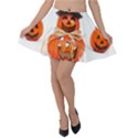 Funny Halloween Pumpkins Velvet Skater Skirt View1