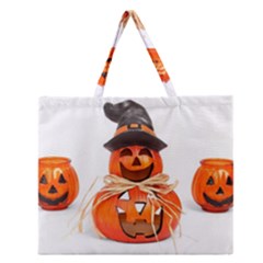 Funny Halloween Pumpkins Zipper Large Tote Bag by gothicandhalloweenstore