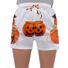 Funny Halloween Pumpkins Sleepwear Shorts by gothicandhalloweenstore