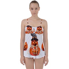 Funny Halloween Pumpkins Babydoll Tankini Set