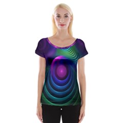 Beautiful Rainbow Marble Fractals in Hyperspace Cap Sleeve Tops