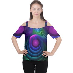 Beautiful Rainbow Marble Fractals in Hyperspace Cutout Shoulder Tee