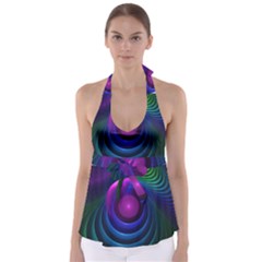 Beautiful Rainbow Marble Fractals in Hyperspace Babydoll Tankini Top