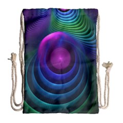 Beautiful Rainbow Marble Fractals in Hyperspace Drawstring Bag (Large)