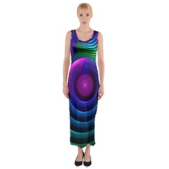 Beautiful Rainbow Marble Fractals in Hyperspace Fitted Maxi Dress