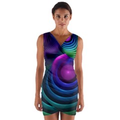 Beautiful Rainbow Marble Fractals in Hyperspace Wrap Front Bodycon Dress