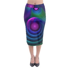 Beautiful Rainbow Marble Fractals in Hyperspace Midi Pencil Skirt