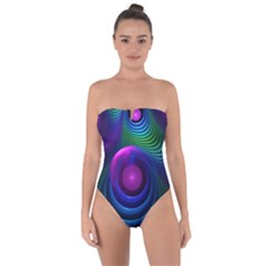 Beautiful Rainbow Marble Fractals in Hyperspace Tie Back One Piece Swimsuit