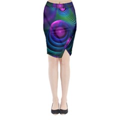 Beautiful Rainbow Marble Fractals in Hyperspace Midi Wrap Pencil Skirt