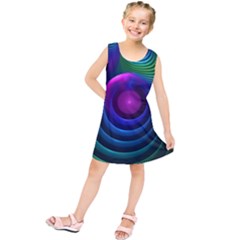 Beautiful Rainbow Marble Fractals in Hyperspace Kids  Tunic Dress
