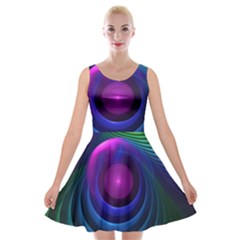 Beautiful Rainbow Marble Fractals in Hyperspace Velvet Skater Dress