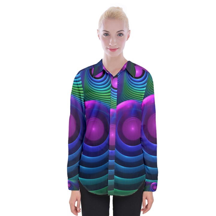 Beautiful Rainbow Marble Fractals in Hyperspace Womens Long Sleeve Shirt