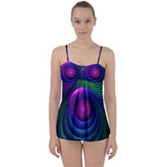 Beautiful Rainbow Marble Fractals in Hyperspace Babydoll Tankini Set