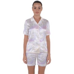 Mother Of Pearls Luxurious Fractal Spiral Necklace Satin Short Sleeve Pyjamas Set by jayaprime