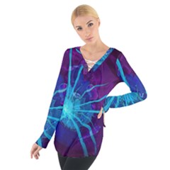 Beautiful Bioluminescent Sea Anemone Fractalflower Tie Up Tee by jayaprime