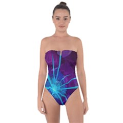 Beautiful Bioluminescent Sea Anemone Fractalflower Tie Back One Piece Swimsuit by jayaprime