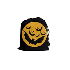 Bats Moon Night Halloween Black Drawstring Pouches (small) 