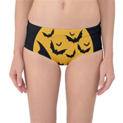 Bats Moon Night Halloween Black Mid-waist Bikini Bottoms