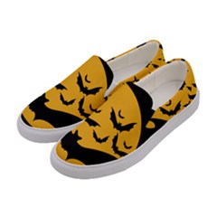 Bats Moon Night Halloween Black Women s Canvas Slip Ons