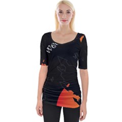 Castil Witch Hlloween Sinister Night Home Bats Wide Neckline Tee