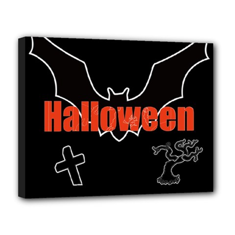 Halloween Bat Black Night Sinister Ghost Canvas 14  X 11 
