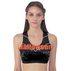 Halloween Bat Black Night Sinister Ghost Sports Bra by Alisyart