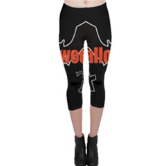 Halloween Bat Black Night Sinister Ghost Capri Leggings  by Alisyart