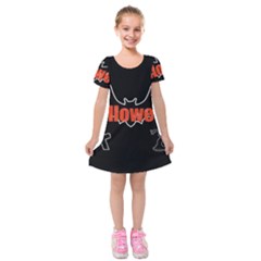 Halloween Bat Black Night Sinister Ghost Kids  Short Sleeve Velvet Dress by Alisyart