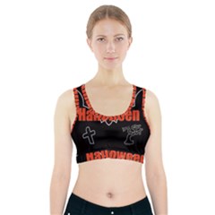 Halloween Bat Black Night Sinister Ghost Sports Bra With Pocket by Alisyart