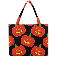 Halloween Party Pumpkins Face Smile Ghost Orange Black Mini Tote Bag by Alisyart