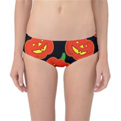 Halloween Party Pumpkins Face Smile Ghost Orange Black Classic Bikini Bottoms