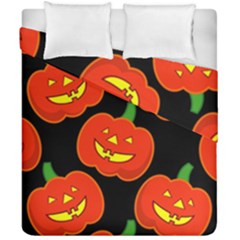 Halloween Party Pumpkins Face Smile Ghost Orange Black Duvet Cover Double Side (california King Size)