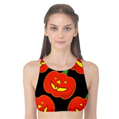Halloween Party Pumpkins Face Smile Ghost Orange Black Tank Bikini Top