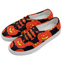 Halloween Party Pumpkins Face Smile Ghost Orange Black Women s Classic Low Top Sneakers by Alisyart