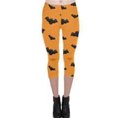 Halloween Bat Animals Night Orange Capri Leggings 