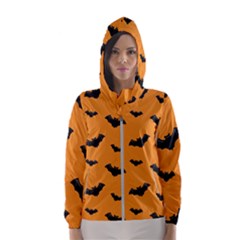 Halloween Bat Animals Night Orange Hooded Wind Breaker (women)
