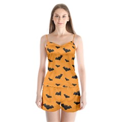 Halloween Bat Animals Night Orange Satin Pajamas Set by Alisyart