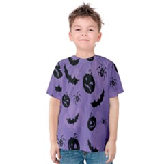 Halloween Pumpkin Bat Spider Purple Black Ghost Smile Kids  Cotton Tee