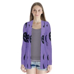 Halloween Pumpkin Bat Spider Purple Black Ghost Smile Drape Collar Cardigan