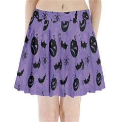 Halloween Pumpkin Bat Spider Purple Black Ghost Smile Pleated Mini Skirt by Alisyart