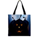 Halloween Pumpkin Dark Face Mask Smile Ghost Night Zipper Grocery Tote Bag View1