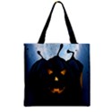 Halloween Pumpkin Dark Face Mask Smile Ghost Night Zipper Grocery Tote Bag View2